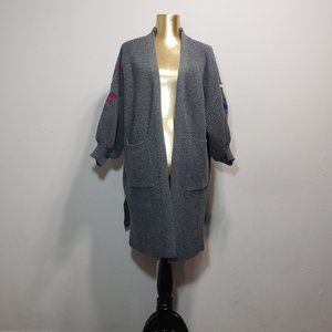 Gray Long Sleeve Chunky Knit Cardigan